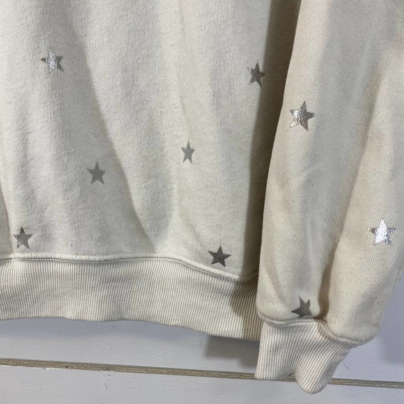 Wildfox Beige Twinkle Foil Star LS Crew Sweater - Picture 4 of 7